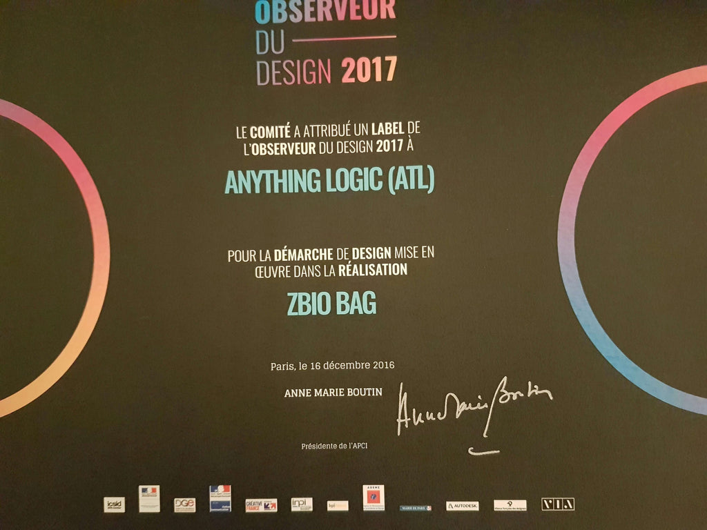 Z BIO BAG gagne le Label de l'Observeur du Design 2017.