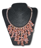 Bijoux artisanal en pierres fines - Modèle "Rivière de quartz rose" [R-COLC B2C ].